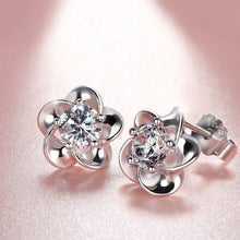 将图片加载到图库查看器，H: Hyde silver AAA color cubic zirconia Fashion brooch earrings flower earring for women gift brincos
