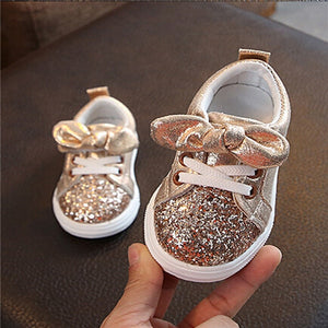 1-3 Years Toddler Baby Girls Bow Sequin Crib Shoe Trend Casual Shoes Dress Shoes