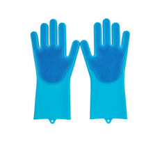 将图片加载到图库查看器，Silicone Cleaning Brush Scrubber Gloves Heat Resistant, Great for Dish wash, Cleaning, Pet hair care (Mint)
