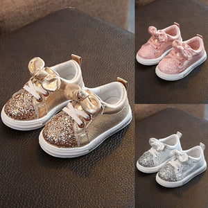 1-3 Years Toddler Baby Girls Bow Sequin Crib Shoe Casual Shoes Dress Shoes