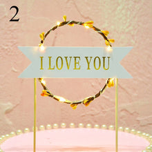 将图片加载到图库查看器，Flower LED Wedding Cake Topper Baby Shower For Girl Happy Birthday Cake Topper Party Decoration Suppliers Cake Decorating Tool
