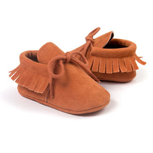 将图片加载到图库查看器，Newborn Baby Boy Girl Moccasins Shoes Fringe Soft Soled Non-slip Footwear Crib Shoes PU Suede Leather First Walker Shoes
