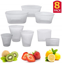 将图片加载到图库查看器，Silicone Food Storage Containers Set Fresh Bowl Cup Bag Reusable Stand Up Zips Shut Bag Fruit Vegetable Cup With Seal Organizer
