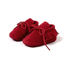将图片加载到图库查看器，Newborn Baby Boy Girl Moccasins Shoes Fringe Soft Soled Non-slip Footwear Crib Shoes PU Suede Leather First Walker Shoes
