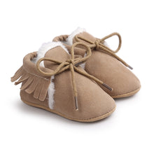 将图片加载到图库查看器，Newborn Baby Boy Girl Moccasins Shoes Fringe Soft Soled Non-slip Footwear Crib Shoes PU Suede Leather First Walker Shoes
