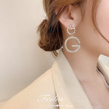 将图片加载到图库查看器，Luxury Brand Long Chain Letter G Hanging Earrings For Women Crystal Big Dangle Earring Wedding Jewelry Statement pendientes 2020

