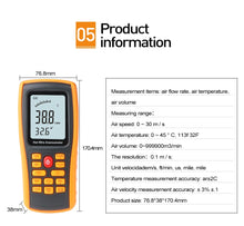 将图片加载到图库查看器，GM8903 wind speed meter long proble hot wire anemometer with 350 groups data logging and PC software
