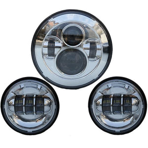 7" 6500K White Light IP67 Waterproof LED Headlight   2pcs 4.5" 6-LED Fog Lamps Kit for Vehicles