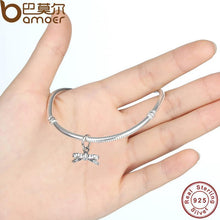 将图片加载到图库查看器，BAMOER 925 Sterling Silver Sparkling Bow knot Pendant Clear CZ Charms fit Bracelets PAS185
