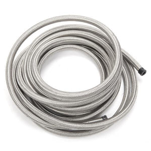 4AN 20-Foot Universal Stainless Steel Braided Fuel Hose Silver