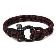 将图片加载到图库查看器，Navy style Camping Parachute cord Survival Anchor Bracelet Men Women with Black Stainless Steel Sport Buckle
