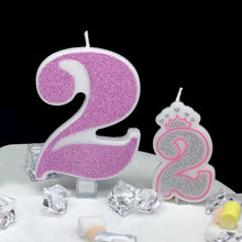 将图片加载到图库查看器，1 Pcs Extra Large Pink Glitter Digital Candle Happy Birthday Cake Decoration Princess Confession 520 Boy Girl Number 0-9
