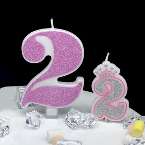 1 Pcs Extra Large Pink Glitter Digital Candle Happy Birthday Cake Decoration Princess Confession 520 Boy Girl Number 0-9