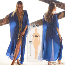将图片加载到图库查看器，2020 Bikini Cover-ups Bohemian Dot Printed Flare Sleeve Ruffed Summer Beach Dress Chiffon Tunic Women Swimsuit Cover Up Q914
