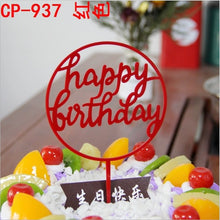 将图片加载到图库查看器，Glitter Happy Birthday Cake Topper Acrylic Letter Gold Silver Cake Top Flag Decoration for Boy Birthday Party Wedding Supplies
