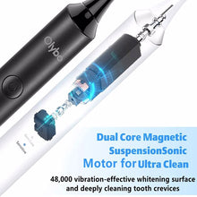 将图片加载到图库查看器，Olybo Electric Toothbrush Sonic Toothbrushes for Adults, 5 Modes 48000VPM with 6 Replacement Brush Heads and Travel Case(Cannot be sold on Amazon)
