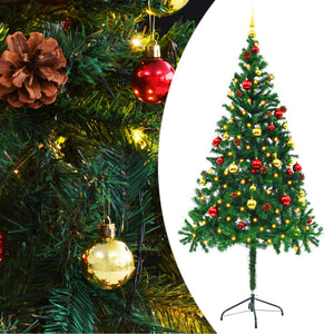 Artificial Christmas Tree w/Baubles and LEDs Green Holiday Multi sizes