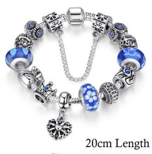 将图片加载到图库查看器，BAMOER Silver Charms Bracelet &amp; Bangles With Queen Crown Beads PA1823
