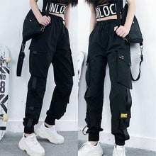 将图片加载到图库查看器，harajuku zipper streetwear women casual harem pants with chain New solid black pant cool fashion hip hop long trousers
