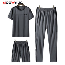 将图片加载到图库查看器，Tracksuits Men Sweatshirt Sporting 2020 New Summer T-shirt + Pants + Short Casual Track Suit Fashion Sportswear Fitness Jogger
