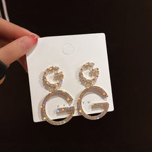 将图片加载到图库查看器，Luxury Brand Long Chain Letter G Hanging Earrings For Women Crystal Big Dangle Earring Wedding Jewelry Statement pendientes 2020

