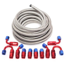 将图片加载到图库查看器，6AN 20-Foot Universal Silver Fuel Hose   10 Red and Blue Connectors
