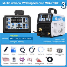 将图片加载到图库查看器，ANDELI MIG-270SE 3 in 1 tig mig Welder 110V/220V MIG TIG MMA Welding Machine Gasless Welder Mig Welding Machine
