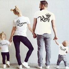 将图片加载到图库查看器，Cotton Matching Family Shirts Family Matching Clothes Matching Father Mother Daughter Son Clothes T-shirt King Queen T shirt
