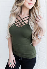 将图片加载到图库查看器，Summer Tops Women Camis  Cotton Cross Bandage Black White Tank Tops Women Clothing Black Sexy Cropped Camis
