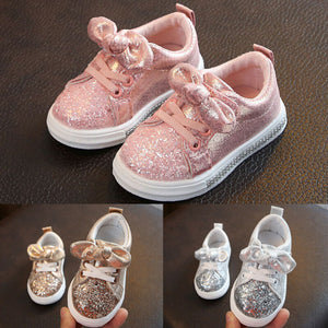 1-3 Years Toddler Baby Girls Bow Sequin Crib Shoe Trend Casual Shoes Dress Shoes