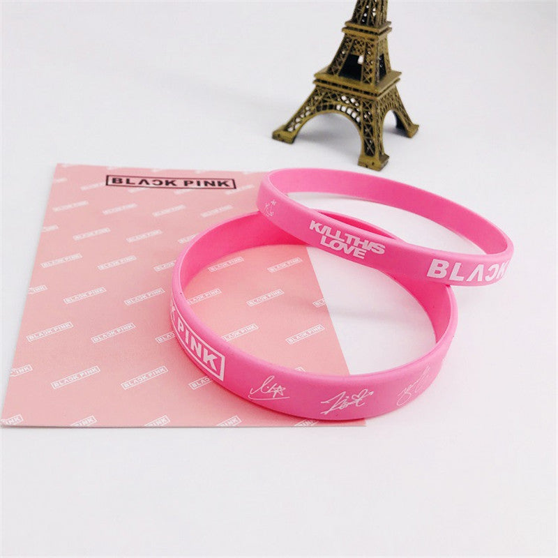 Kpop Bangtan Boys BLACKPINK JUNG KOOK JIMIN V SUGA J HOPE Wristband 2Pcs/Set Big Small Mixed Silica Gel Colored Wristband
