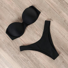 将图片加载到图库查看器，RXRXCOCO Bikini Women Sexy Push Up Swimsuit 2019 Bandeau Beach Wear Brazilian Bikini Set Swimwear Bathing Suit Swimming Suits
