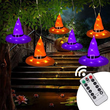 将图片加载到图库查看器，8 modeHalloween decoration outdoor hanging glowing witch hat decoration Halloween string lights
