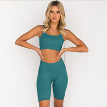 将图片加载到图库查看器，2PCS/Set Seamless Fitness Women Yoga Suit High Stretchy Workout Sport Set Padded Sports Bra High Waist Sports Legging Gym
