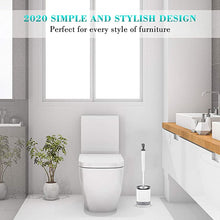 将图片加载到图库查看器，Toilet Brush and Holder, FYLINA Silicone Bristles Toilet Bowl Cleaner Brush and Holder Set for Bathroom with Water Storage Drawer &amp; Quickly Drying Design, Floor Standing &amp;Wall Mounted Without Drilling
