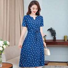 将图片加载到图库查看器，Plus Size XL-6XL 2020 New Women Summer Long Dress Slim Flowers Print Dress Women High Quality V-Neck Short Sleeve Casual Dress
