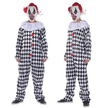 将图片加载到图库查看器，Clown Costume Rhombic Clown Adult Masquerade Costume Halloween Cosplay Amusement Park Black and White Unisex Jumpsuits &amp; Rompers
