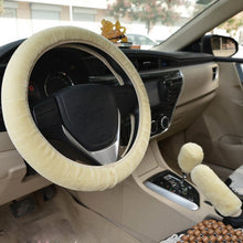 将图片加载到图库查看器，Universal Steering-wheel Plush Car Steering Wheel Covers Winter Faux fur Hand Brake &amp; Gear Cover Set Car Interior Accessories
