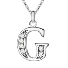 将图片加载到图库查看器，26 Letters A-Z Free Shipping silver plated Necklace Stamp fashion silver jewelry Fashion Pendant best birthday gift
