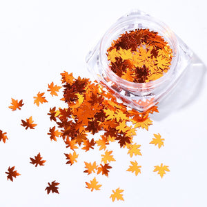 1 Box Maple Leaves Nail Art Sequins Holographic Glitter Flakes Paillette Chameleon Stickers For Nails Autumn Design Decor SA1528