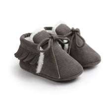 将图片加载到图库查看器，Newborn Baby Boy Girl Moccasins Shoes Fringe Soft Soled Non-slip Footwear Crib Shoes PU Suede Leather First Walker Shoes
