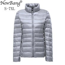 将图片加载到图库查看器，NewBang Plue Size 6xl 7XL Duck Down Jacket Women Ultra Light Down Jacket Feather Jacket Plus Women&#39;s Overcoat Windbreaker Coats
