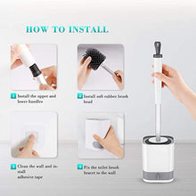 将图片加载到图库查看器，Toilet Brush and Holder, FYLINA Silicone Bristles Toilet Bowl Cleaner Brush and Holder Set for Bathroom with Water Storage Drawer &amp; Quickly Drying Design, Floor Standing &amp;Wall Mounted Without Drilling
