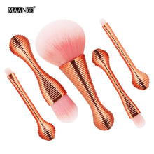 将图片加载到图库查看器，5pcs Rose Gold Mini Cosmetic Beauty Makeup Brushes Set Powder Foundation Eye Shadow Concealer Soft Face Make Up Brush Tools
