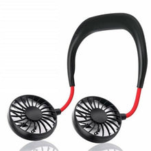 将图片加载到图库查看器，USB Rechargeable Neckband Sport Fan Lazy Neck Hanging Dual Cooling Portable Fan

