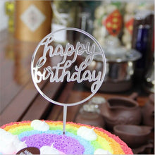 将图片加载到图库查看器，Glitter Happy Birthday Cake Topper Acrylic Letter Gold Silver Cake Top Flag Decoration for Boy Birthday Party Wedding Supplies
