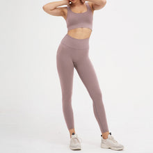 将图片加载到图库查看器，2PCS/Set Seamless Fitness Women Yoga Suit High Stretchy Workout Sport Set Padded Sports Bra High Waist Sports Legging Gym
