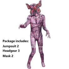 将图片加载到图库查看器，Halloween Women Men Scary Demogorgon Biochemical Zombie Cosplay Costume Mask Headgear Set Carnival Digusting Men-eater Outfit
