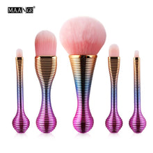 将图片加载到图库查看器，5pcs Rose Gold Mini Cosmetic Beauty Makeup Brushes Set Powder Foundation Eye Shadow Concealer Soft Face Make Up Brush Tools
