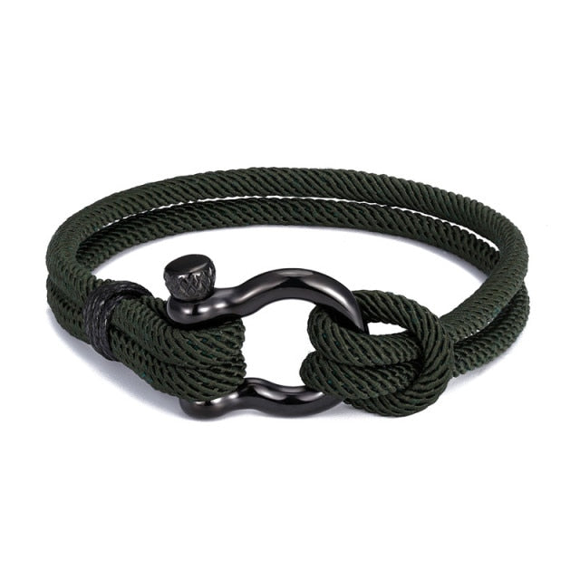 Navy style Camping Parachute cord Survival Anchor Bracelet Men Women with Black Stainless Steel Sport Buckle